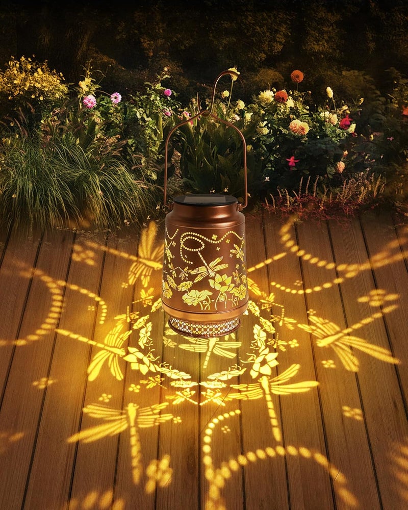 Fussion Dragonfly Gifts for Women Solar Lantern Dragonfly Decor Birthday Gifts for Women Mom Grandma Sister Friend Mothers Day Gifts Garden Decor Metal Solar Lights Outside Decor for Backyard Patio Deck Porch - Image 2